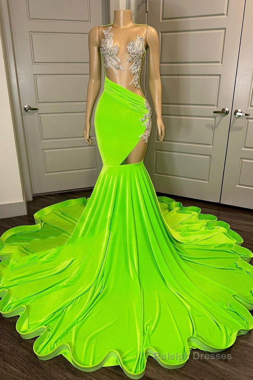 Sleeveless Silver Illusion Neck Mermaid Cutout Prom Dresses Main image