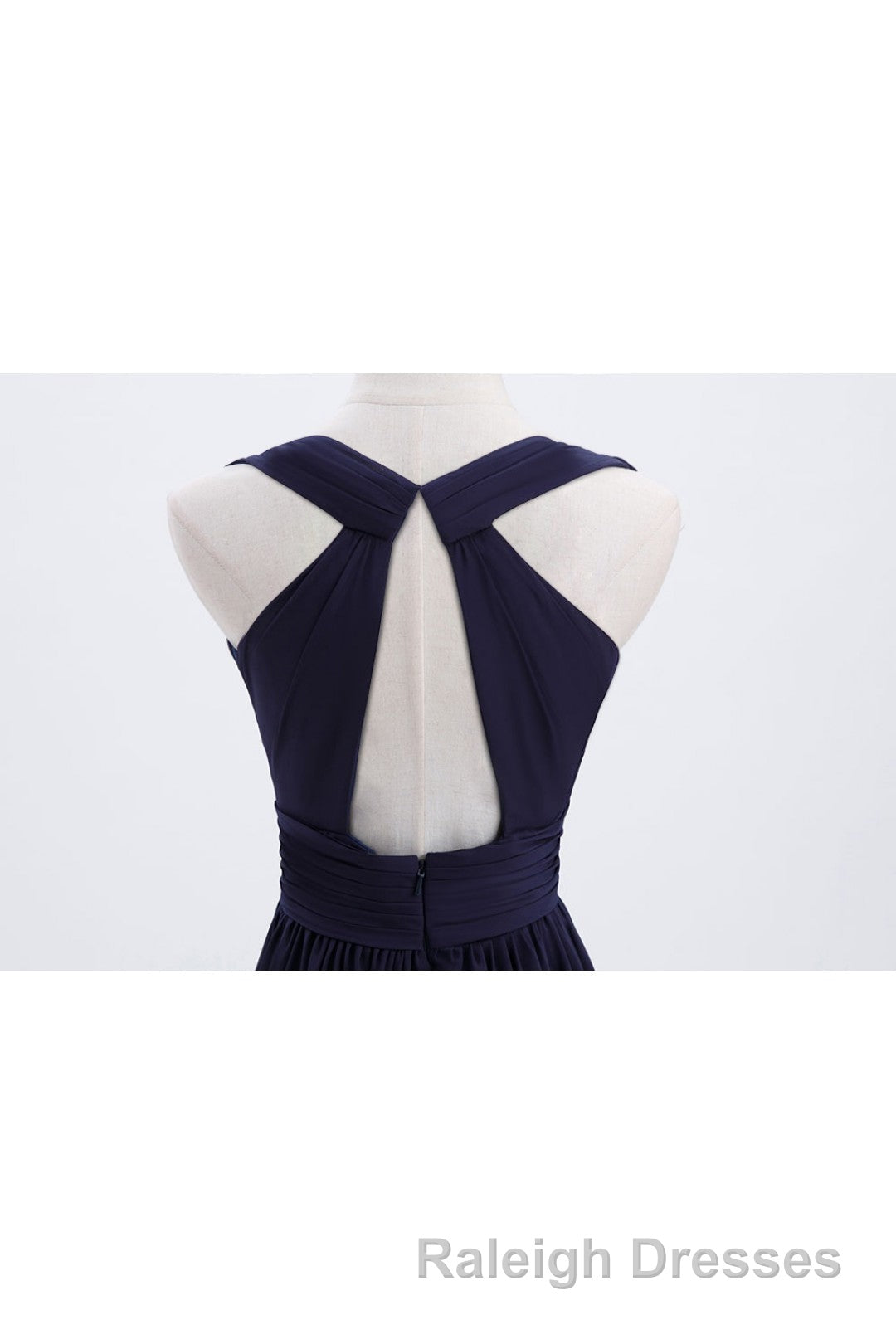 Empire Navy Blue Chiffon A Line Long Bridesmaid Dresses