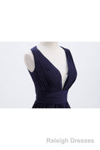 Empire Navy Blue Chiffon A Line Long Bridesmaid Dresses