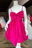 Fuchsia Straps Satin A Line Homecoming Dress with Bow