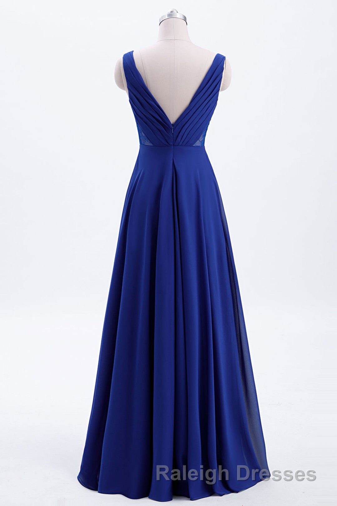 Royal Blue Pleated A-line Chiffon Long Bridesmaid Dress Secondary image