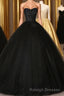 Black Sweetheart Neck Tulle Long Prom Dress, Black Evening Dress