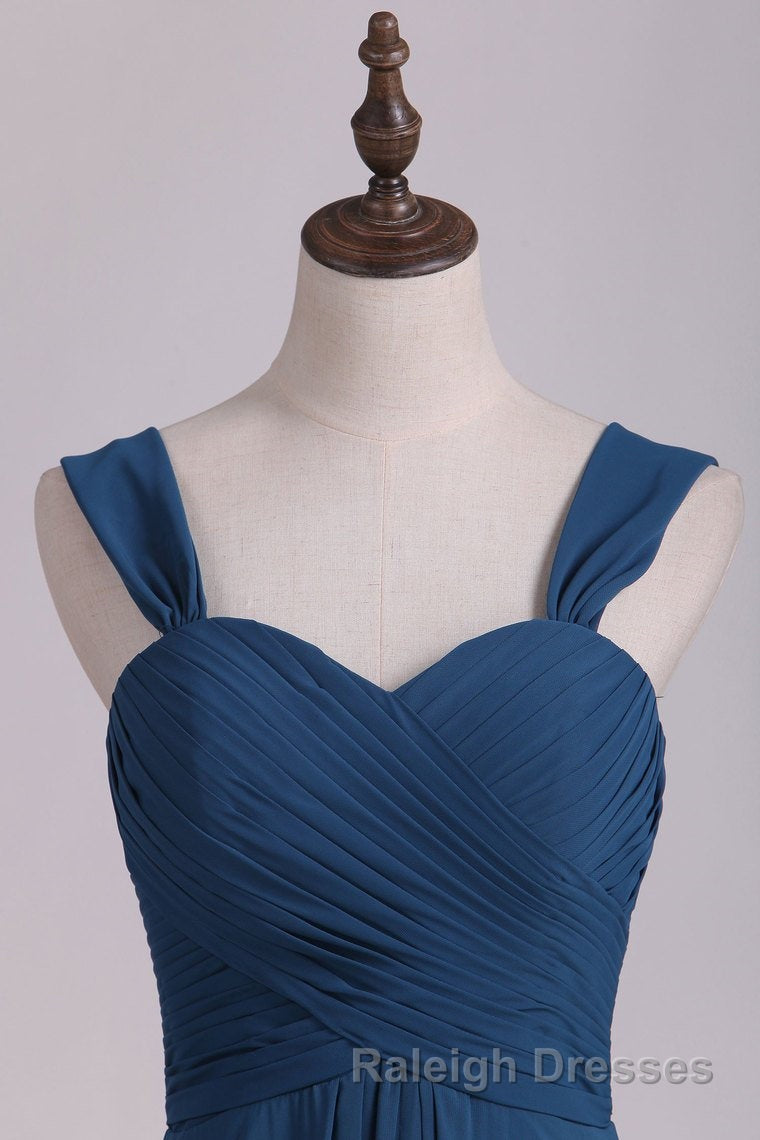 Navy Blue Chiffon Sweetheart A Line Long Bridesmaid Dresses Secondary image