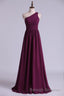 Magenta Chiffon One Shoulder A Line Long Bridesmaid Dresses