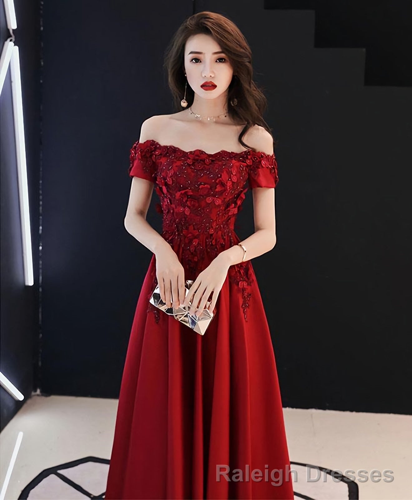 Burgundy Tulle Lace Long Prom Dress Burgundy Tulle Bridesmaid Dress