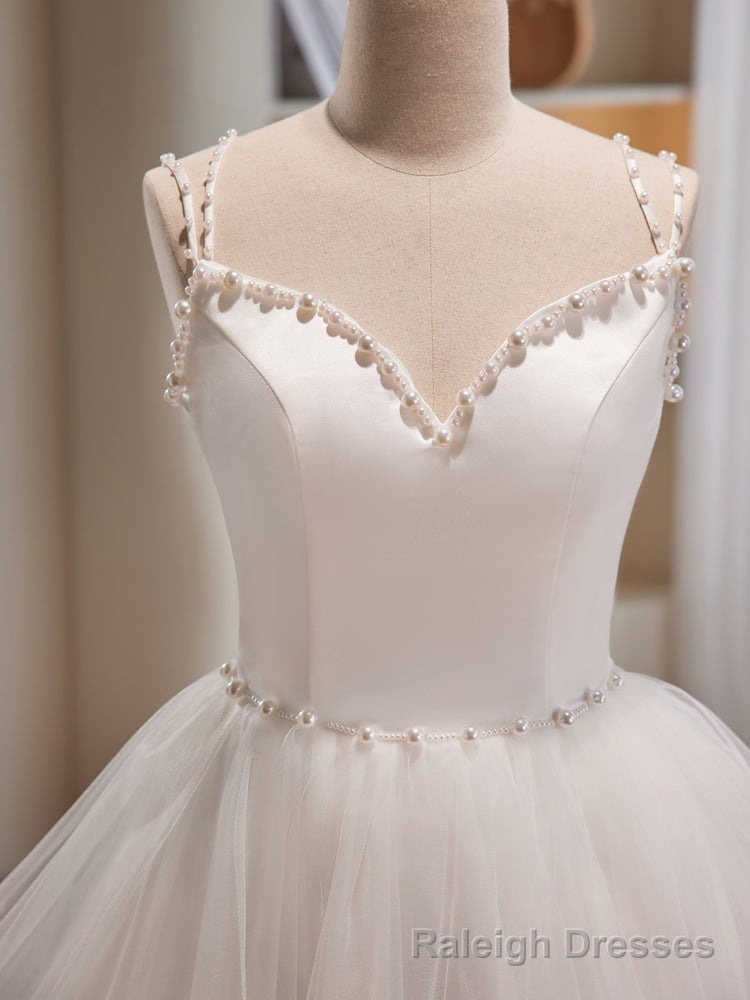 White Spaghetti Strap Tulle Short Prom Dress, Cute A Line Prom Dress Secondary image