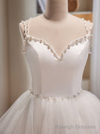 White Spaghetti Strap Tulle Short Prom Dress, Cute A Line Prom Dress