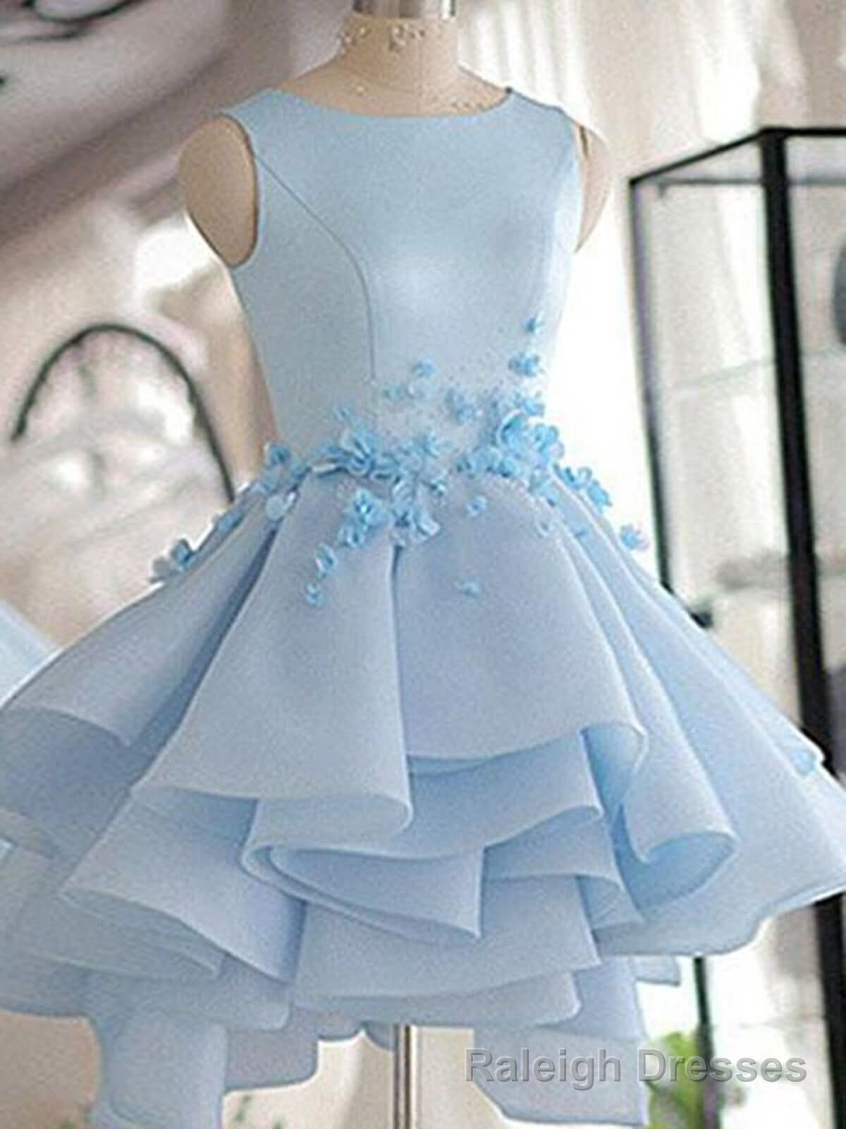 3D Flower Short Blue Prom Dresses, 3D Floral Short Blue Graduation Homecoming Dresses Secondary image
