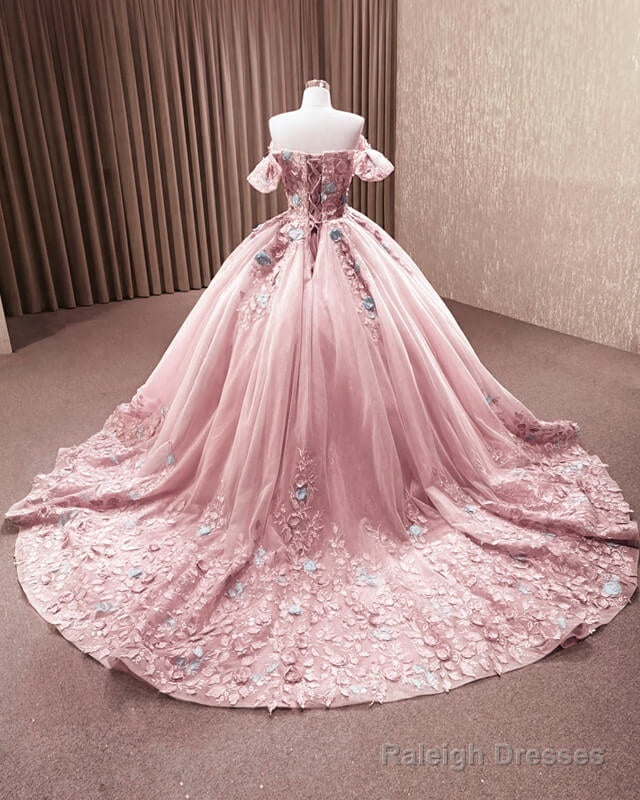 3D Lace Flowers Ball Gowns Off Shoulder Dresses Secondary image