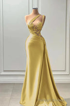 Long Prom Dress Sleeveless Strapless with Pleated Beadings