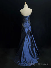 Sexy Sweetheart Sleeveless Mermaid Satin Long Prom Dresses For Party Online