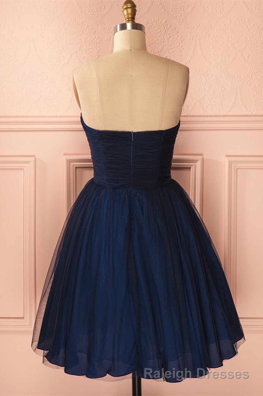 Strapless Short Navy Blue Tulle Homecoming Dress Secondary image