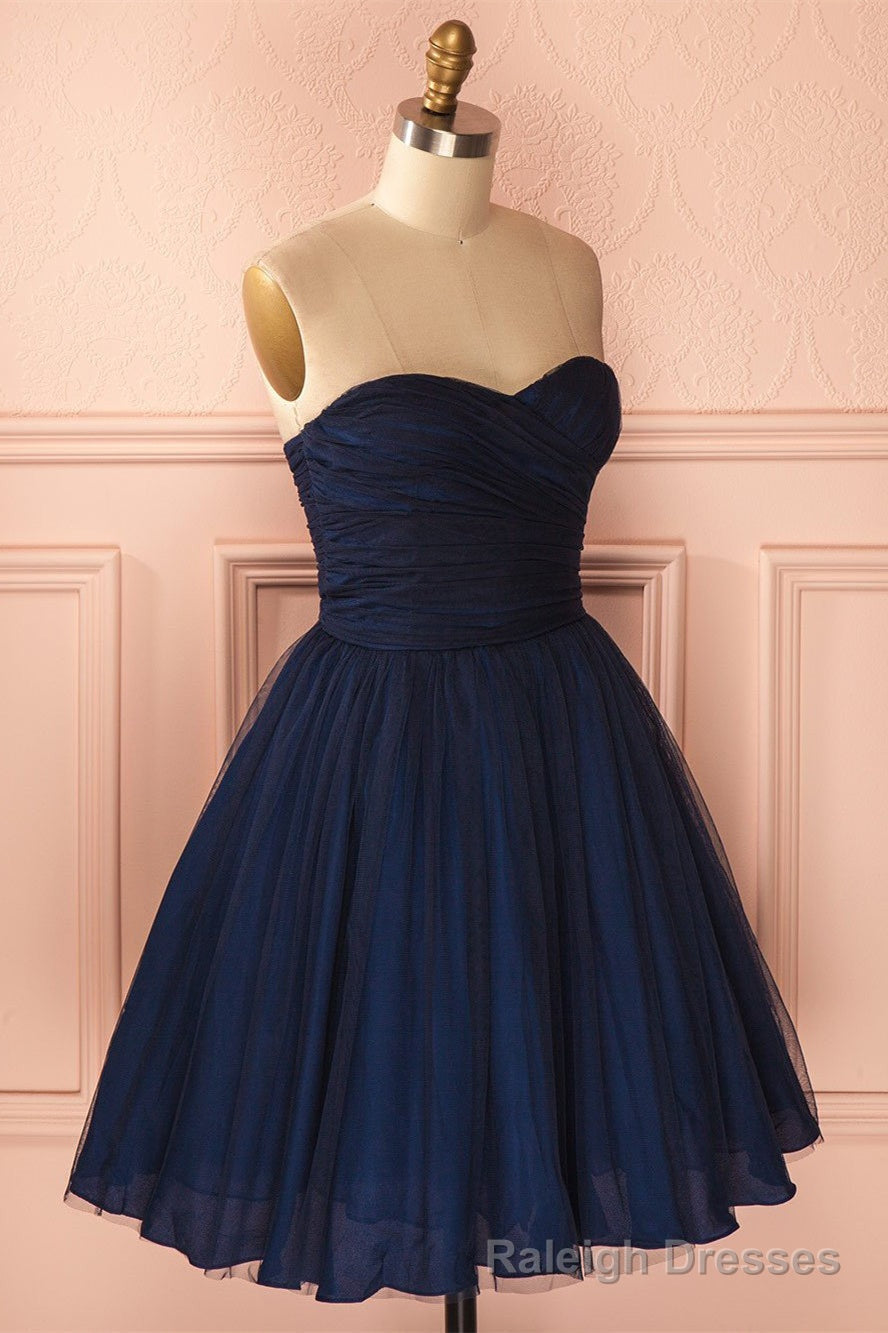 Strapless Short Navy Blue Tulle Homecoming Dress Main image