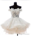A Line Off-the-Shoulder Appliques Short White Organza Homecoming Dress 2026