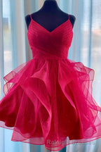 Flounced Blue Homecoming Dresses with Side Draping
