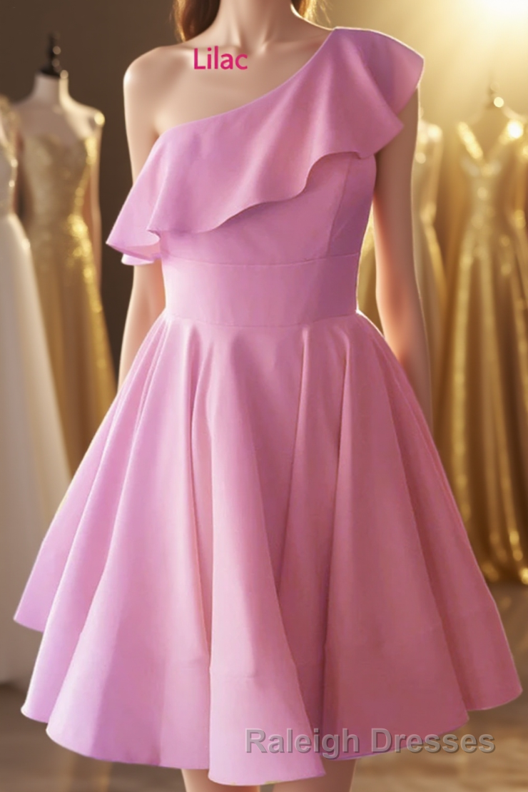 One Shoulder Ruffled Short Yellow Homecoming Dress Main image