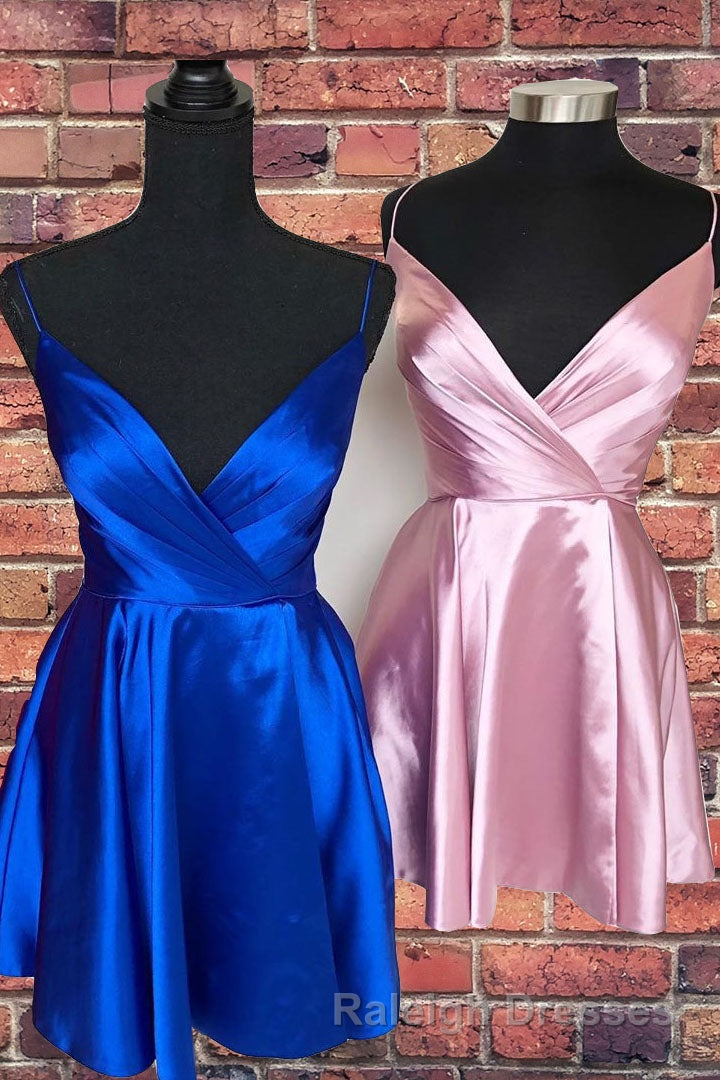 Spaghetti Straps Satin Homecoming Dresses