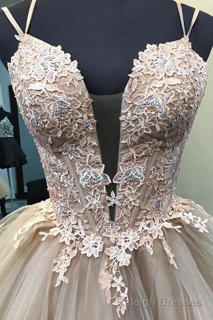 Blush Ball Gowns Strappy Appliqued Homecoming Dress