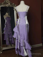 Light Purple Vintage Floral Dress Asymmetrical Hem Prom Gowns