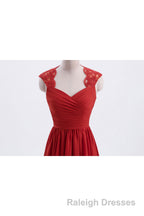 Elegant Red Chiffon Pleated A Line Long Bridesmaid Dresses