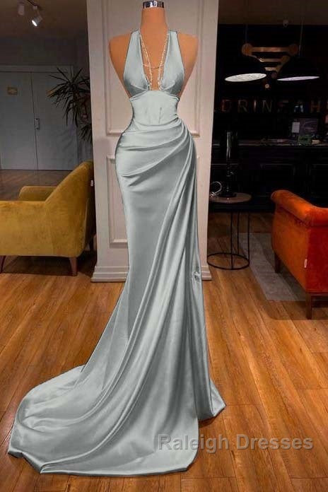 Halter V Neck Mermaid Prom Dresses Elegant