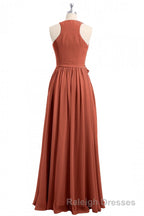 Rust Orange Wrap A Line Long Dresses
