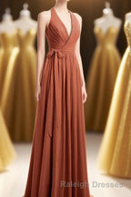 Rust Orange Wrap A-Line Long Dress