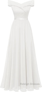 Womens Lace Bridesmaid Dresses A Line Off Shoulder Floral Lace Chiffon Prom Dress