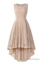 Sleeveless Hi-Low Lace Lavender Prom Dresses