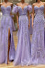 Purple Tulle Lace Long Prom Dress, Purple Tulle Formal Evening Dress