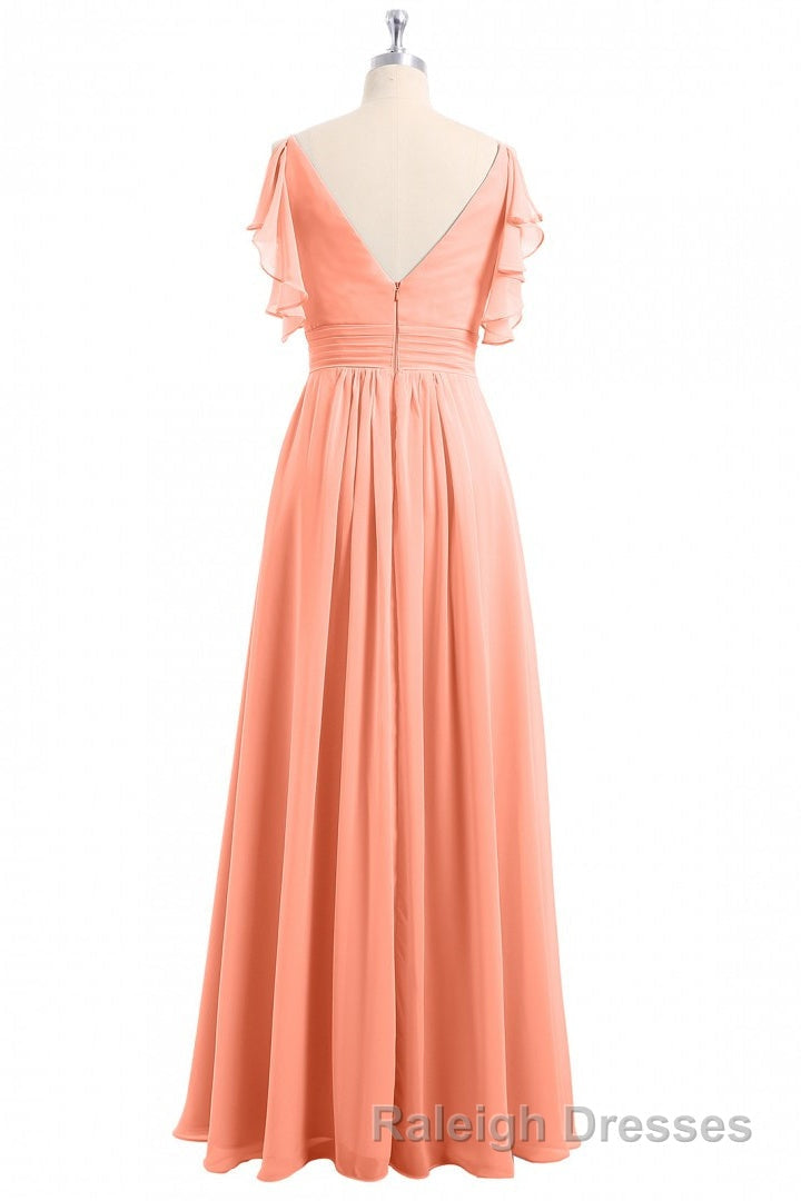 Rust Orange Cold-Shoulder A Line Long Bridesmaid Dresses