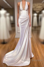 Halter V Neck Mermaid Prom Dresses Elegant