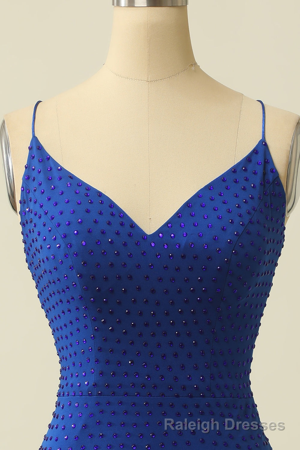 Royal Blue Beaded Tassel Lace-Up Short Prom Gowns