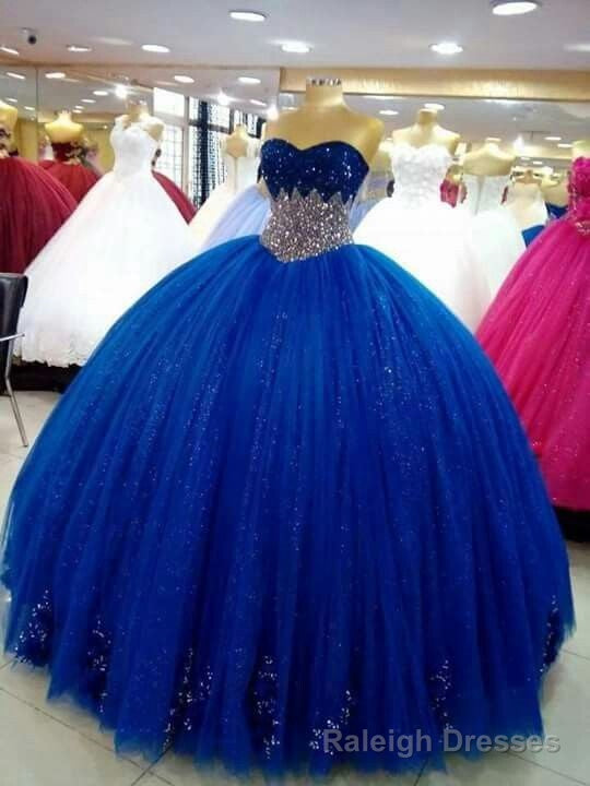 royal blue tulle long ball gown vintage evening dress Main image