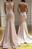 Spaghetti Straps Pink Mermaid Evening Party Dresses Long Prom Dresses