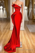 Red Mermaid Prom Dresses Long With Beads Ruffles