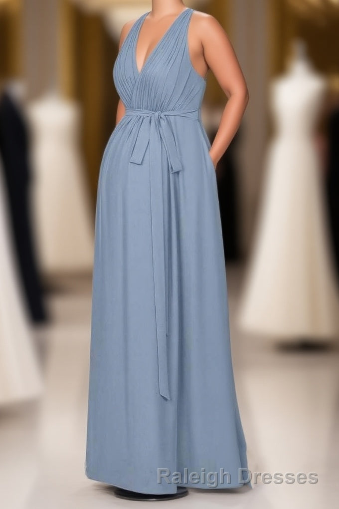 Dusty Blue Halter Backless Maternity Bridesmaid Dress