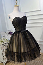 A-Line Black Lace Sweetheart Homecoming Dress