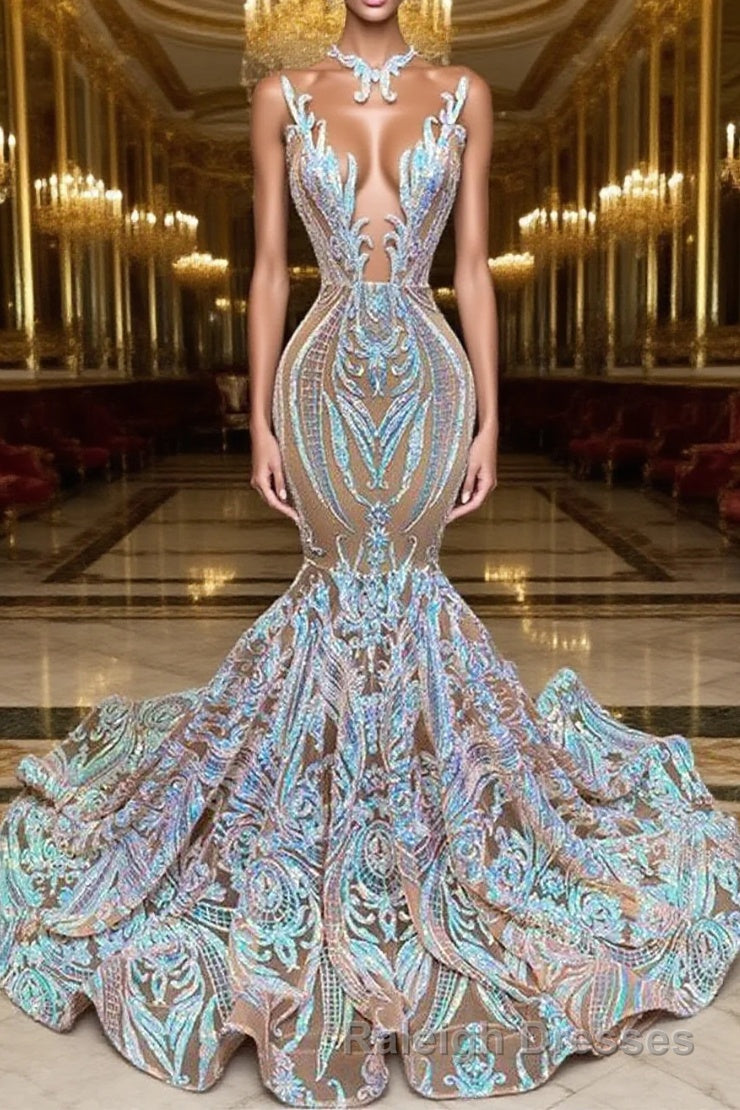 Chic Sequins Mermaid Prom Dresses Sparkle Evening Dresses On Sale Main image