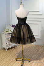 A-Line Black Lace Sweetheart Homecoming Dress