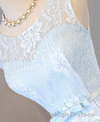 Light Blue Lace High Low Prom Dresses Homecoming Dresses