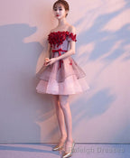 Pink Tulle Lace Short Prom Dress Pink Tulle Homecoming Dress