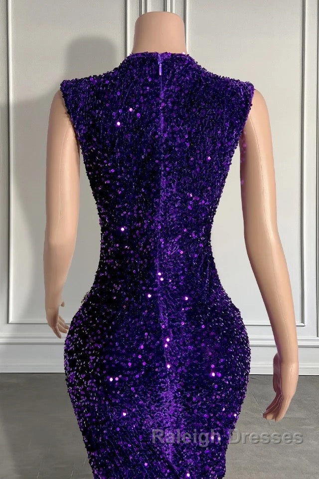 Sequined Sleeveless Mermaid Prom Dress with Beadings