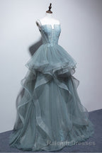 New Arrival Spaghetti Straps Tulle Long Prom Dresses Charming Prom Dresses