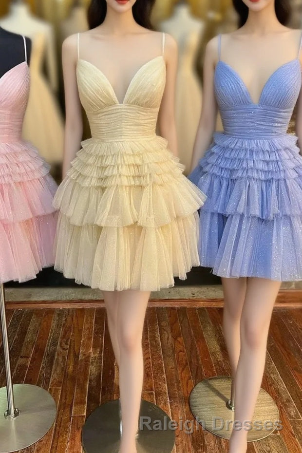 Cute Tulle V-Neck Short Prom Dress, A-Line Homecoming Party Dress