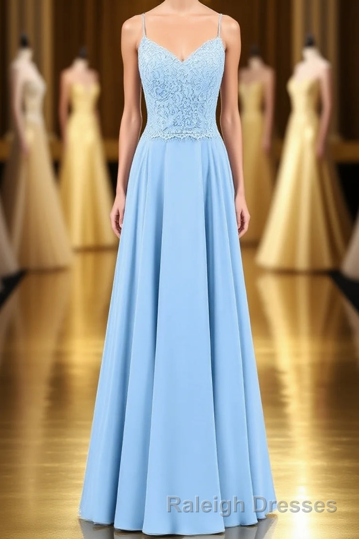 Light Blue Sweetheart Lace-Up A Line Long Bridesmaid Dresses Main image