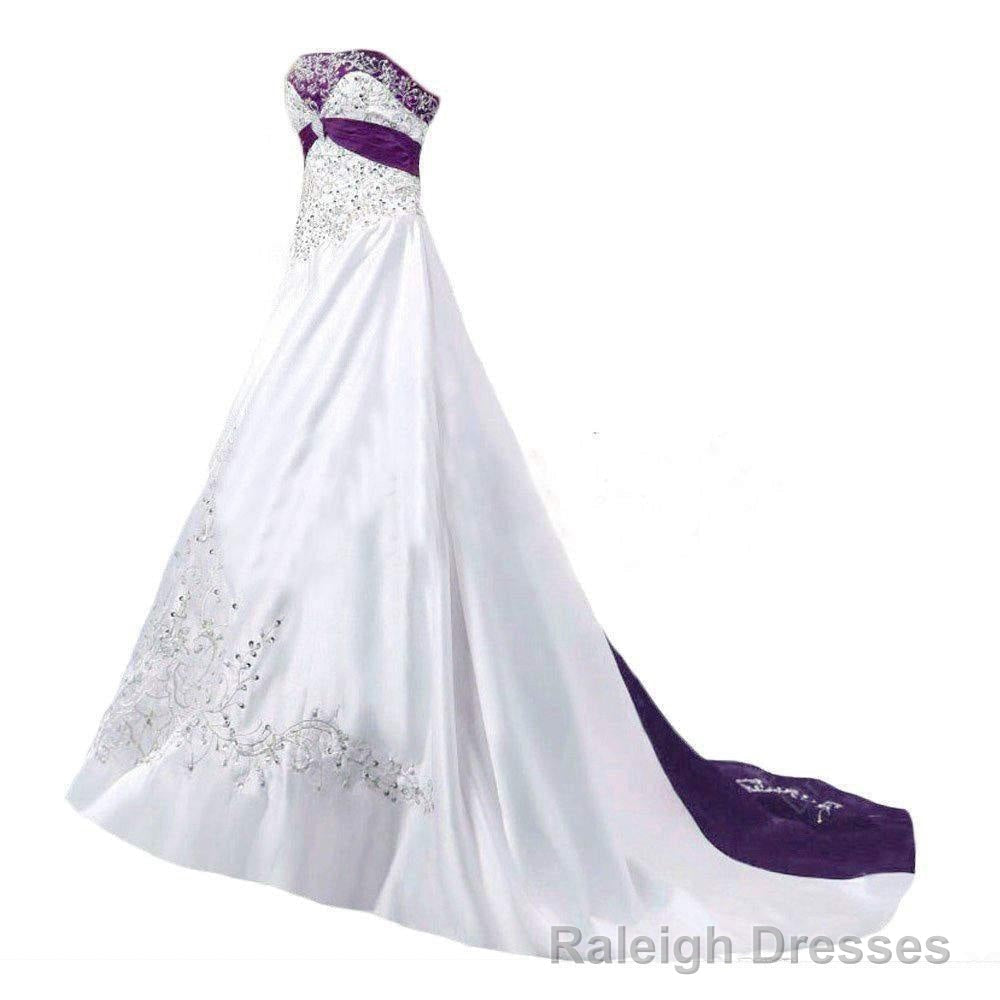 Strapless Satin A Line Embroidery 2026 Wedding Dresses Secondary image