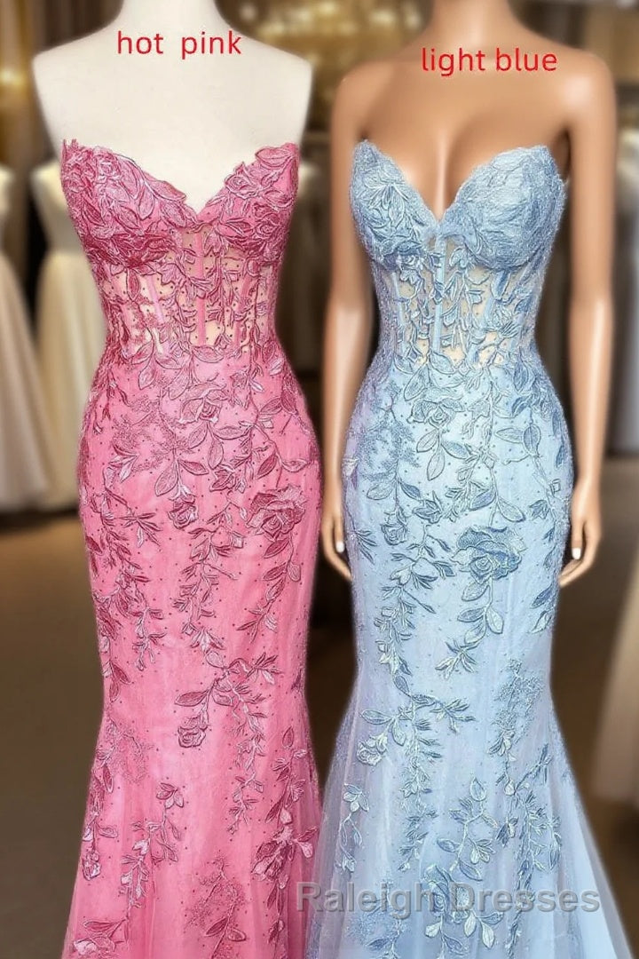 Sweetheart Mermaid Long Prom Dress with Lace Appliques Main image