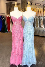 Sweetheart Mermaid Prom Dresses Long with Lace Appliques