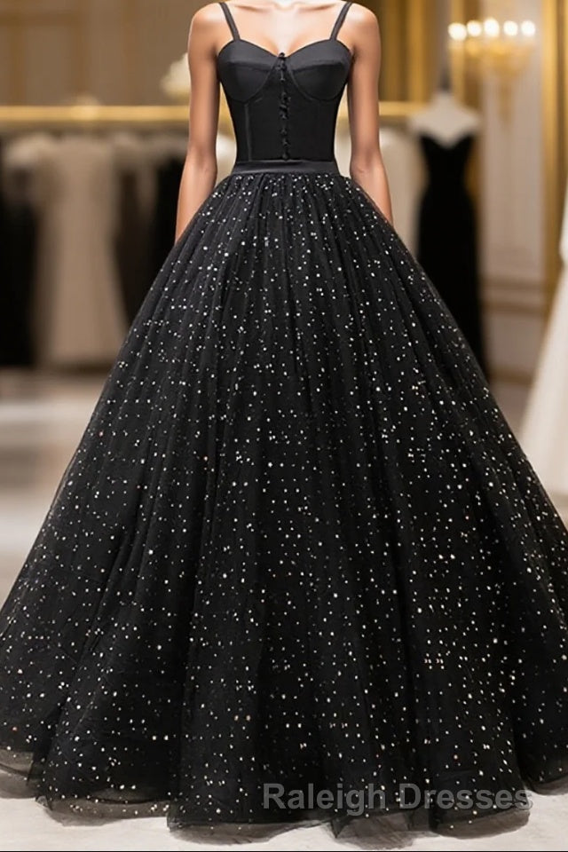 Black Sweetheart Tulle Long Prom Dresses Black Tulle Prom Dresses